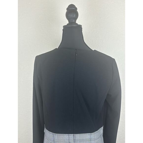 DKNY Long Sleeve Dress with Black Top and Black/White Plaid Skirt Size 8 - Picture 4 of 7